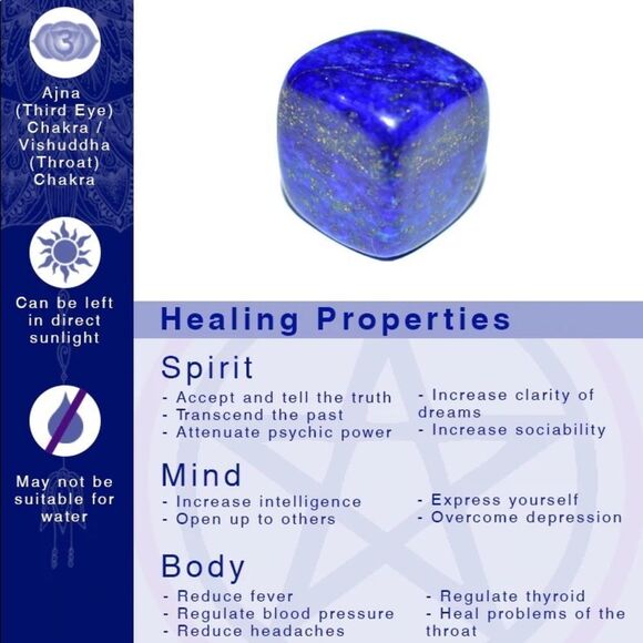 NWT Wool + Pepper Co. Lapis Lazuli Crystal Necklace - Anti Depression - Picture 5 of 5